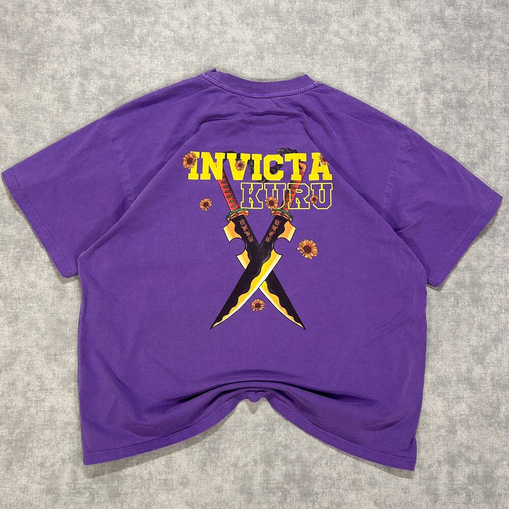Invicta Kuru Anime x Gym Katana Graphic Boxy T Shirt Purple Mens XL Workout